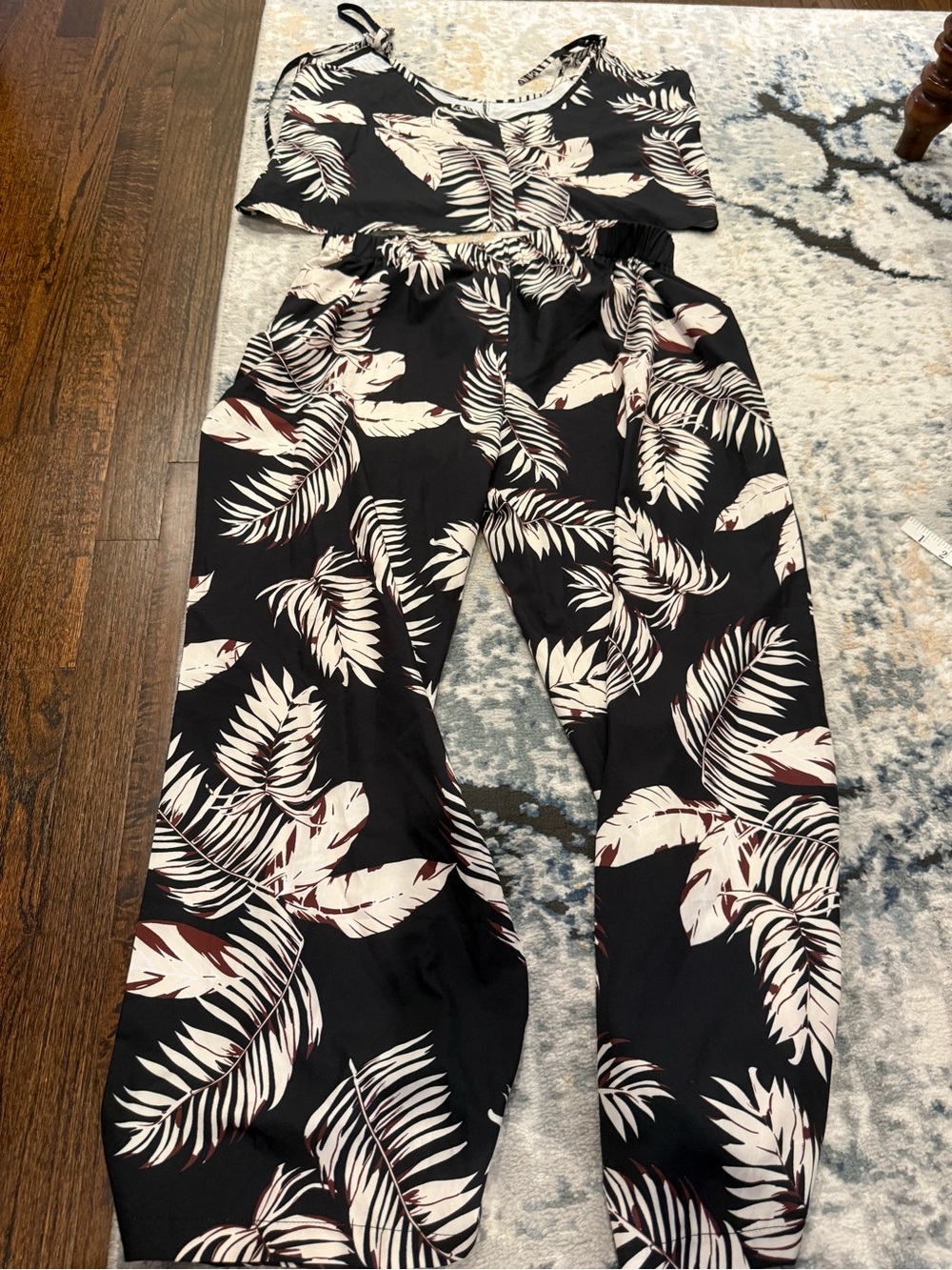 Tropical Pants & Tank Set size 1XL black and cream